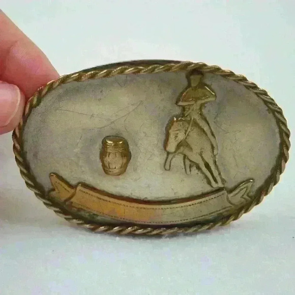 Vintage Belt Buckle Western Rodeo Barrel Racing Metal Ornate Scroll Trophy Award - Picture 7 of 12